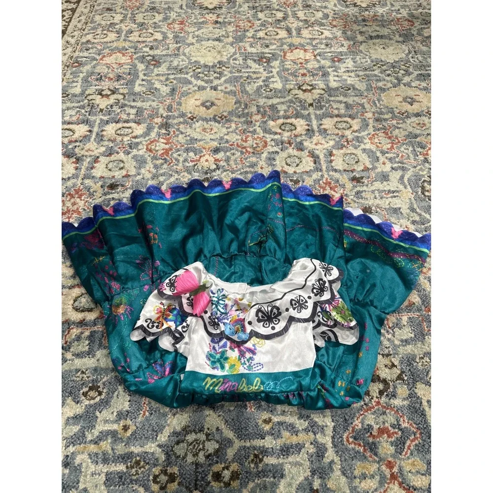 Mirabel Encanto Costume Dress Girls 4-6 Teal White